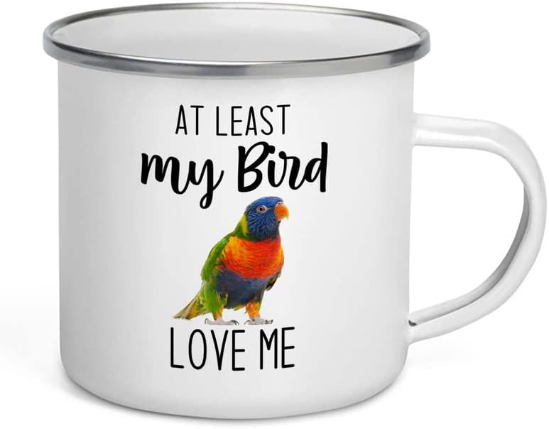 Bird Lover Camper Mug 12oz - Bird loves me - Hummingbird Nest Cage Parrot Dad Gardening Outdoor Birdwatcher Feeder