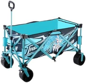 Portable Camping Cart,Outdoor Beach Camping Trolley Cart for Camper Van Traveling and Fishing Blue Color