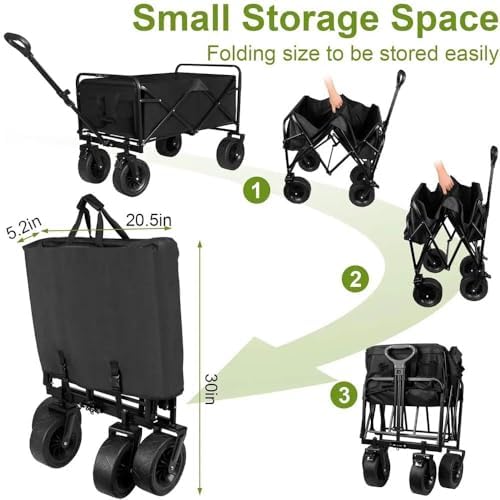 Collapsible Wagon Cart with Wheels Foldable Folding Wagons Carts Silen