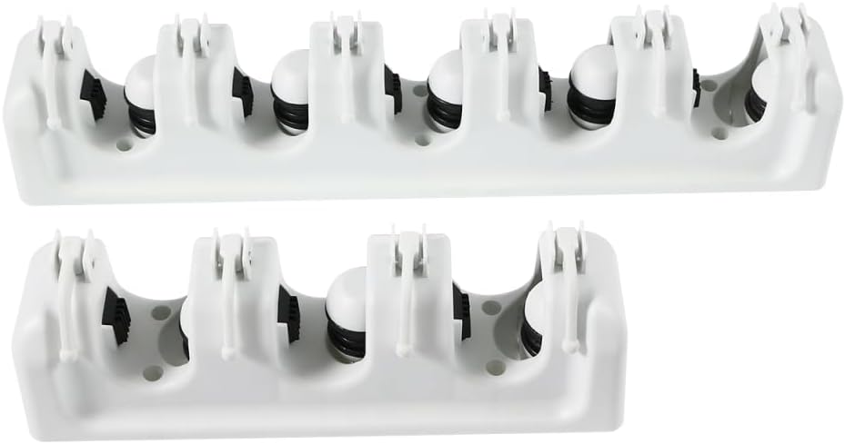 Zerodeko Wall Mounted Mop Rack with 3 Ball Slots and 4 Retractable Hooks Broom Holder and Umbrella Clip for Garage Tool Storage and Home Cleaning Organizer
