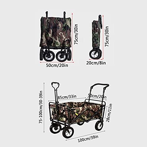 Folding Trolley Cart Outdoor Folding Utility Wagon Folding Camping Cart Garden Cart Portable Rolling Beach Outdoor Transport Vehicle Double Brakes 85 X 50 X 28cm Load-Bearing 80kg/176lbs (Style 2)