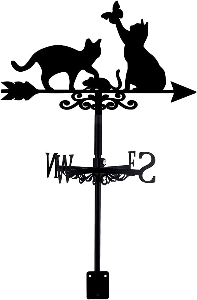 SUPERDANT Cats Weathervane Cat Chases Mouse Weather Vane for Yard Butt