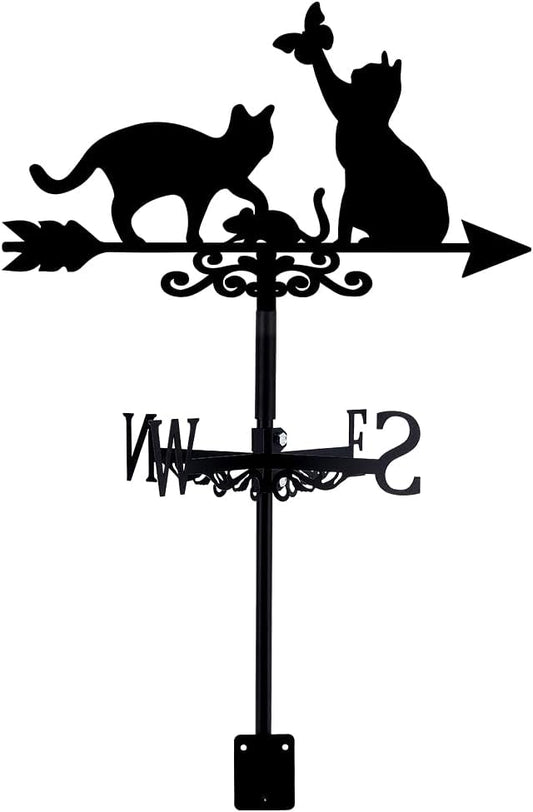 SUPERDANT Cats Weathervane Cat Chases Mouse Weather Vane for Yard Butt