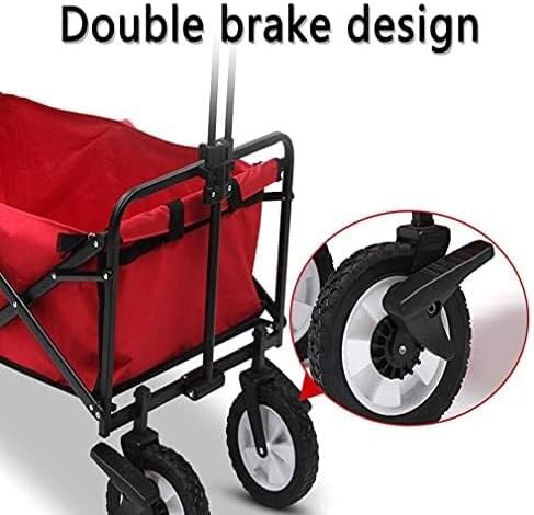 Portable Camping Cart,Utility Wagon, Outdoor Foldicart Heavy Duty with All Terrain Wheels, Garden Cart with Safety Buckle and Side Bag, Suit for Sports, Camping, Picnic