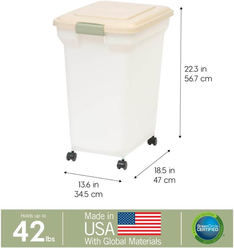 IRIS USA Airtight Dog Food Storage Container, WeatherPro, Up to 40 lbs