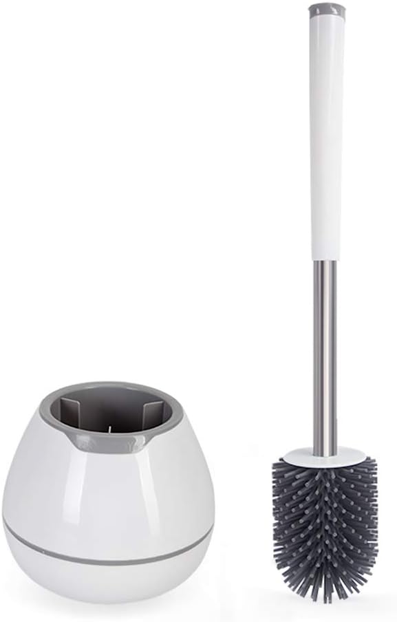 BOOMJOY Toilet Brush and Holder Set, Silicone Toilet Bowl Cleaner Brus