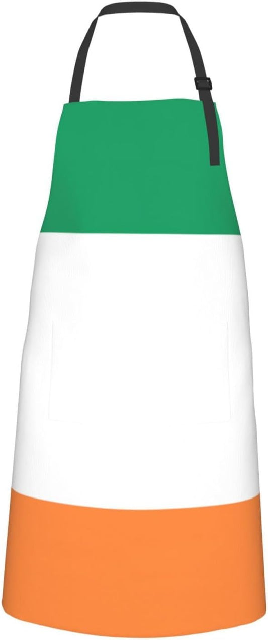 Irish flag print Waterproof chef's apron with pocket apron for kitchen cooking baking barbecue and gardening
