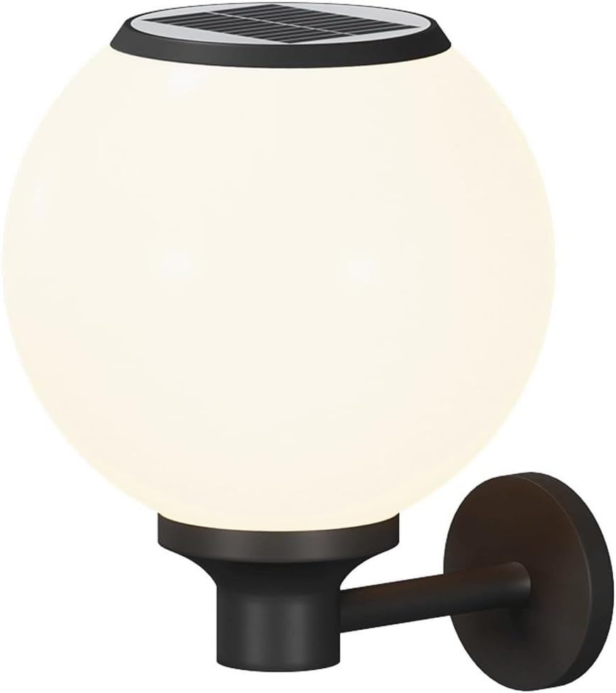 Solar Wall Light Outdoor, Solar Wall Lamp, Solar Wall Sconce Waterproof Dusk to Dawn Aluminum Wall Lantern Frosted Globe Exterior Wall Lighting for Patio Porch Garden Cottage(Small)