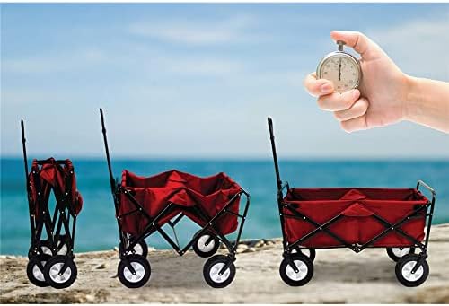 HBJWOV Folding Garden Outdoor Park Utility Wagon Picnic Camping Cart with Replaceable Cover (Standard Size 8" Wheels)(D)