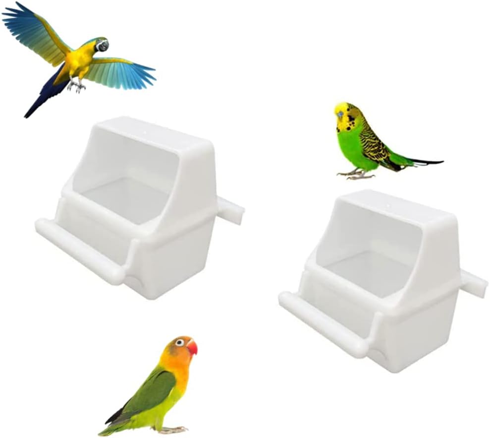 Small Bird Slot Feeder No Mess Cage Hanging Feeder Cup Plastic Food & 