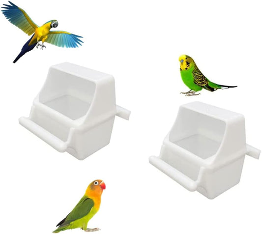 Small Bird Slot Feeder No Mess Cage Hanging Feeder Cup Plastic Food & 
