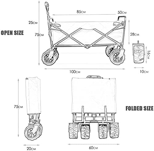 Portable Camping Cart,Coapsible Folding Outdoor Utility Wagon Heavy Duty Garden Portable Hand Cart with Big Wheels Adjustable Handle for ping Camping Beach Picnic