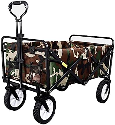 Folding Trolley Cart Outdoor Folding Utility Wagon Folding Wagon Cart Heavy Duty Camping Trolley Garden Cart with Universal Wheels & Adjustable Handle Load-Bearing 100kg / 220lbs (Style 1)