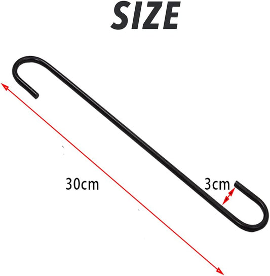 6 Pack 12 inch S Hooks for Hanging Plants, Bird Feeder, Kitchenware, Pots, Utensils,Flower Basket and Gardening Tool, Black Extra Long S Hooks Heavy Duty for Indoor Outdoor and Outdoor Uses