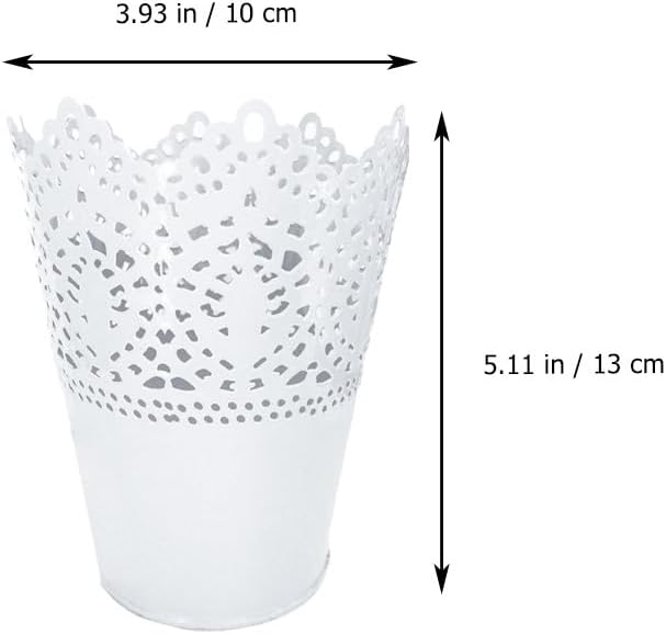 BESTOYARD 4 Pcs White Iron Floral Vase, Tabletop Flower Pot, Wedding B