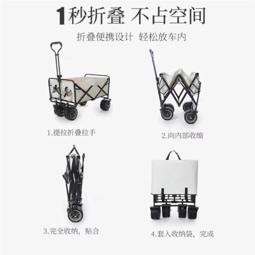 Portable Camping Cart,Portable Folding Beach Trolley Cart for Outdoor Camping Hand Pulled Trailer with Picnic Travel Equipment Black Color Ideal for Beach and Camping Trips.