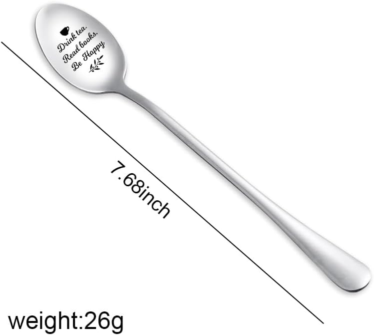 Drink Tea Read Books Spoon for Tea Lover Friend Birthday Graduation Ch