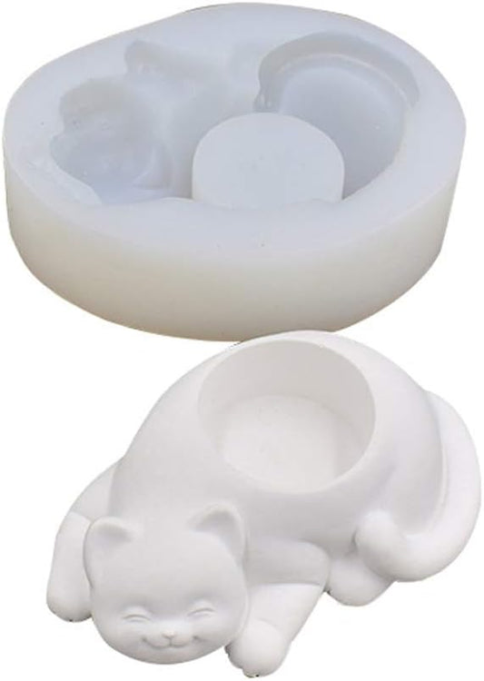 angwang Mold,Cat Shape Silicone Flower Pot Mold DIY Cactus Succulent P