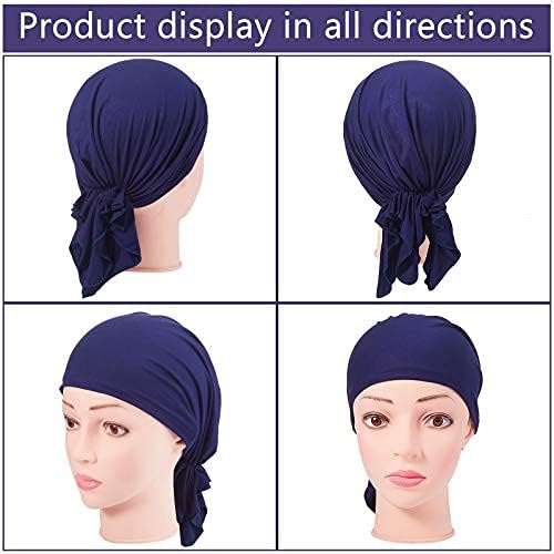 4 Pieces Slip-On Pre-Tied Head Scarves Women Headwear Turban Beanie Ca