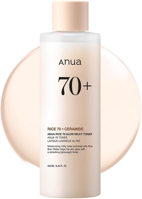 Anua Rice 70 Glow Milky Toner, Glass & Dewy Skin, Hydrating & Barrier 
