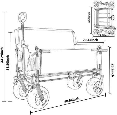 3-in-1 Heavy-Duty Folding Wagon with Bench Seat – 500lbs Capacity, All
