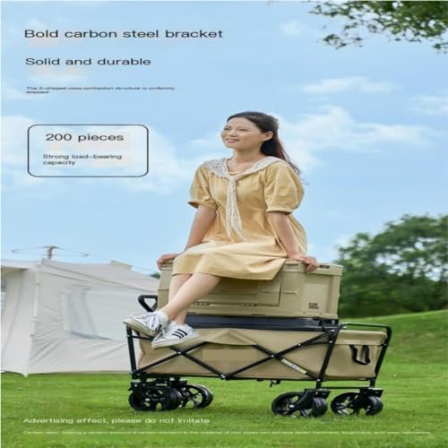 Portable Camping Cart,Portable Beach Trolley Cart with Brakes and Wide Wheels for Camping and Outdoor Activities