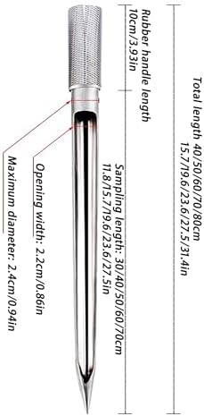 Stainless Steel Soil Sampler Probe Rod, 40-80cm Grain Sampling Tool for Fertilizer & Powder, Durable Ergonomic Handle, Ideal for Garden, Agriculture & Lawn Care