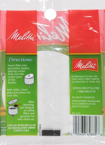 Melitta Super Premium Disc Coffee Filters, White, 100 Count (Pack of 1)