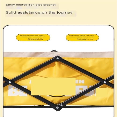 Portable Camping Cart,Portable Beach Trolley Cart for Outdoor Camping Yellow Color Lightweight and Foldable Camping Cart with Large Wheels for Easy Transportation and Storage