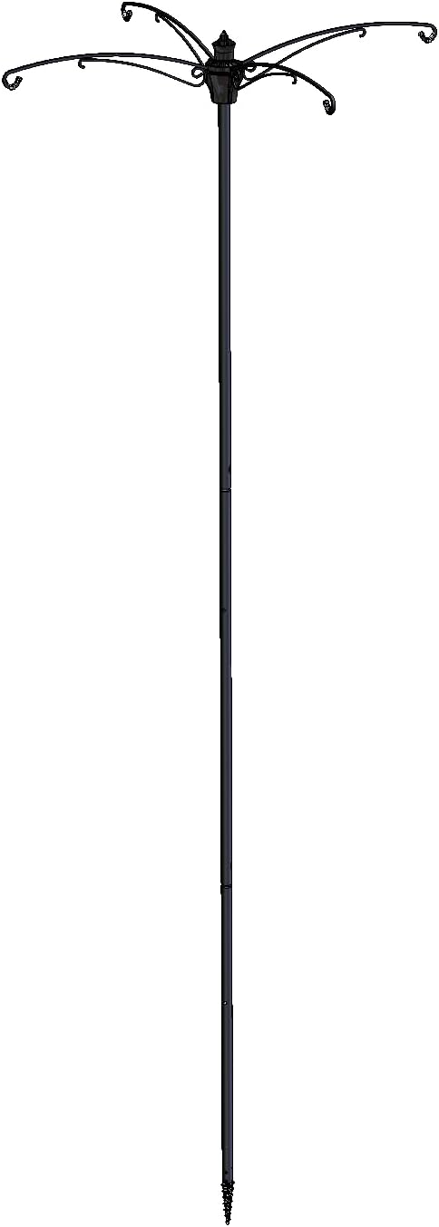 BirdsUP Versa Pole for 4 Bird Feeders, w/Bullseye Level and Torque Bar, 1-inch Diameter, 7.7ft Installed