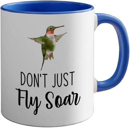 Bird Lover Two Tone Blue Edition 11oz - Don't just Fly soar - Hummingb