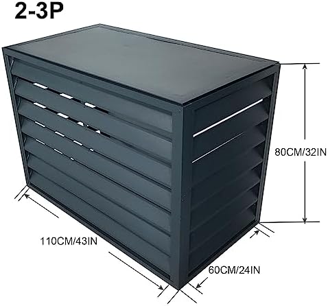 Aluminum Mini Split AC Cover for Outdoor Units, Noise Reduction Heat Pump Protection, Durable Weatherproof Air Conditioner Cover & Shelf Plant Stand, Seasons