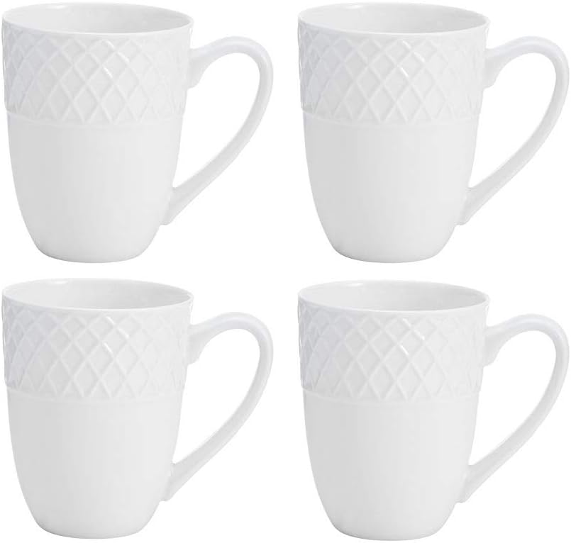 Mikasa Trellis Bone China 16-Piece Dinnerware Set, Service for 4, Whit