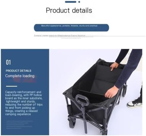 Portable Camping Cart,Outdoor Beach Trolley Cart Portable Camping Fishing Picnic Foldable Black