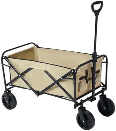 Portable Camping Cart,Outdoor Folding Beach Trolley Cart for Campervan Camping Portable Picnic Equipment Tool Cart with Black Finish