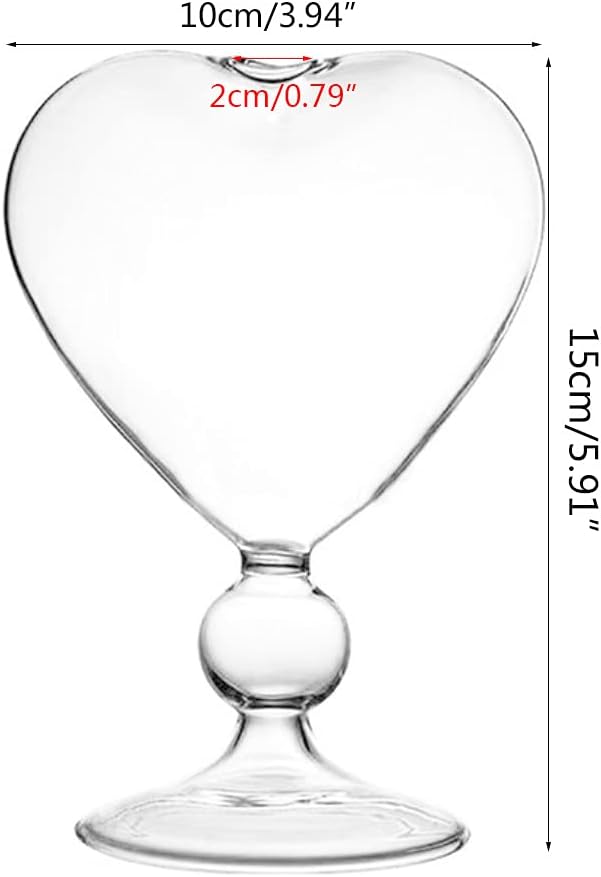 Heart Glass Flower Pot Desktop Standing Vase Planter Container Home De