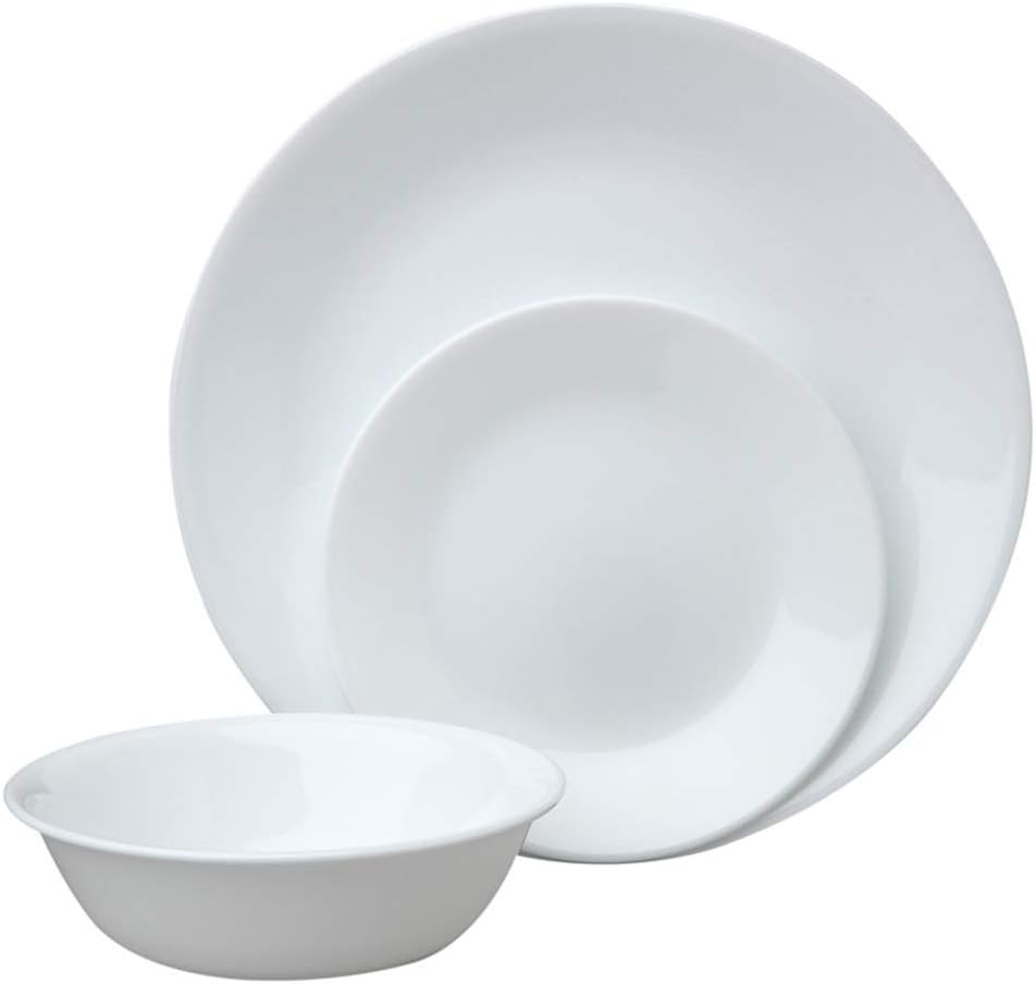 Corelle Livingware 18-Piece Dinnerware Set, Winter Frost White, Servic