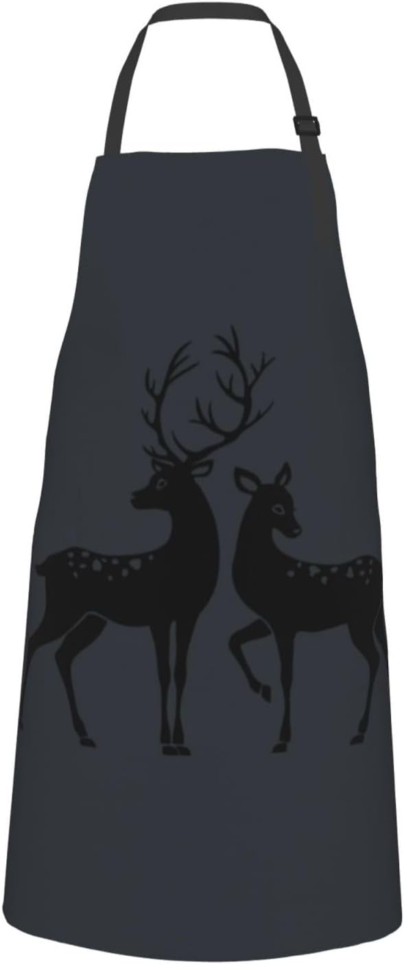 Deer print Waterproof apron with pocket adjustable cooking apron for adult kitchen bibs to bake