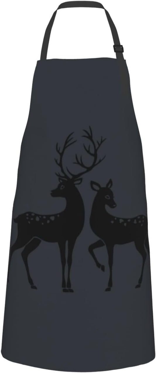 Deer print Waterproof apron with pocket adjustable cooking apron for adult kitchen bibs to bake