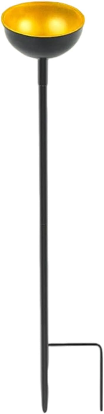 Artistic Outdoor Garden Bird Feeder Weather Metal Bowls Removable Stakes Wildlife Water Station Rain Collector Iron Bird Feeder with Removable Stakes