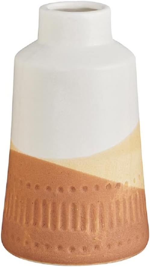 47th & Main Southwestern Ceramic Home Décor Lined Pot Vase, 6.5" High, Warm Multicolor