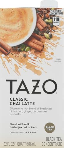 TAZO Classic Chai Latte, Black Tea Concentrate, Easy-to-Serve Caffeina