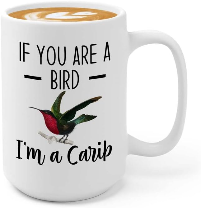 Bird Lover Coffee Mug 15oz White - Bird and carib - Hummingbird Nest Cage Parrot Dad Gardening Outdoor Birdwatcher Feeder