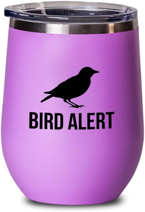 Birding Pink Edition Wine Tumbler 12oz - Bird alert - Bird Feeder Back