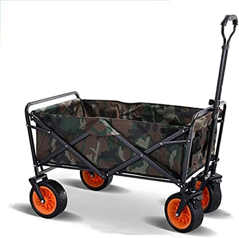 Portable Camping Cart,Folding Utility Beach Wagon, Garden Trolley Cart with Telescoping Handle, 220 Lbs Capacity Picnic Camping Cart for Shopping Camping Garden Beach