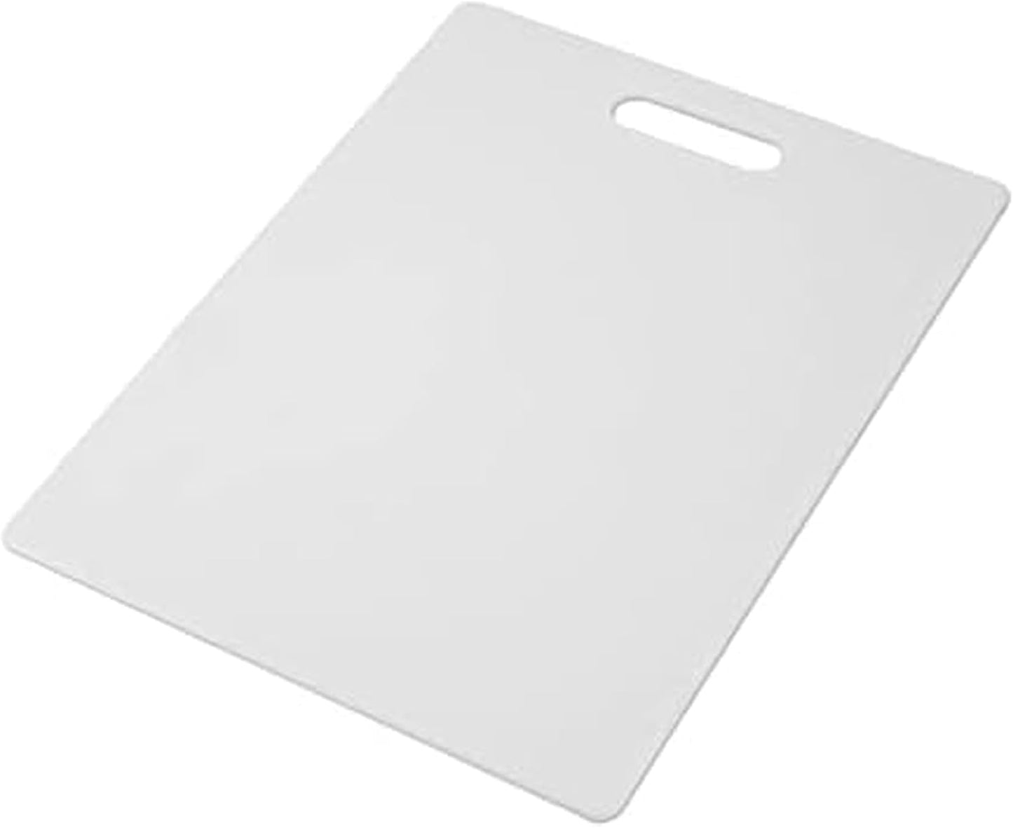 Farberware Large Cutting Board, Dishwasher- Safe Plastic Chopping Board for Kitchen with Easy Grip Handle, 11-inch by 14-inch, White