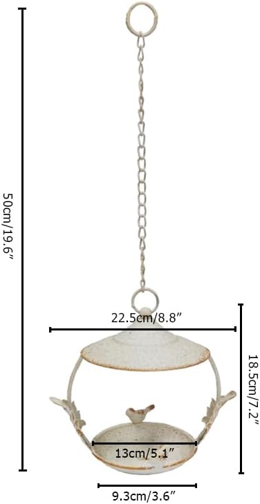Distressed Hanging Bird Feeder Tray Outside,White Hanging Birdbath Feeder for Outdoors,Patio,Garden,Backyard (Style A)