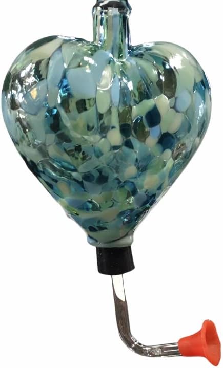 Glass Eye Studio Hummingbird Feeder Heart Shaped - Green Seaglass
