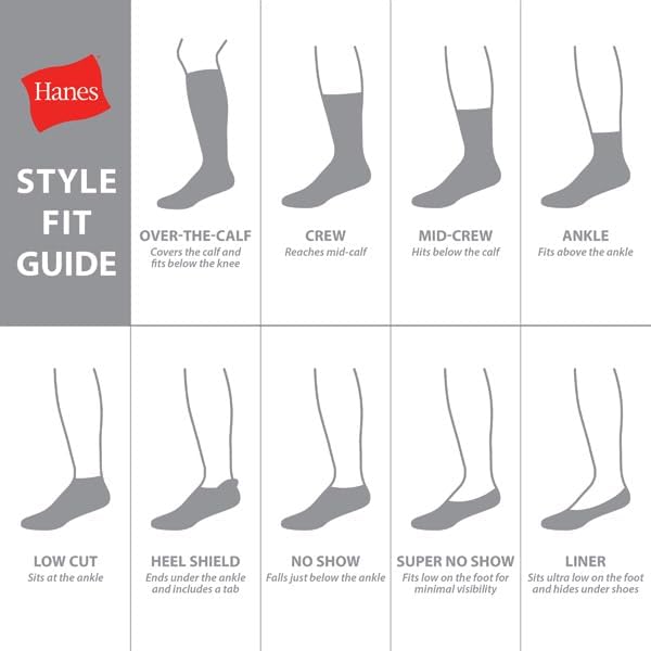 Hanes Men's Double Tough Socks, Crew and Ankle Moisturing Wicking Socks, Black & White, Multi-Packs