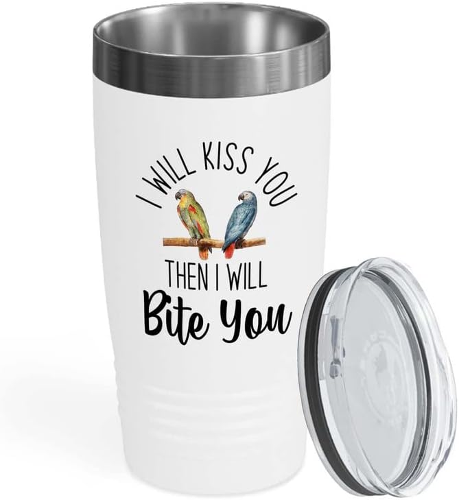 Bird Lover White Edition Viking Tumbler 20oz - Kiss Then bite You - Hu